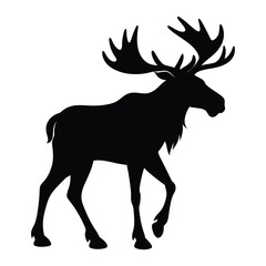 Illustration of Walking Moose silhouette isolated