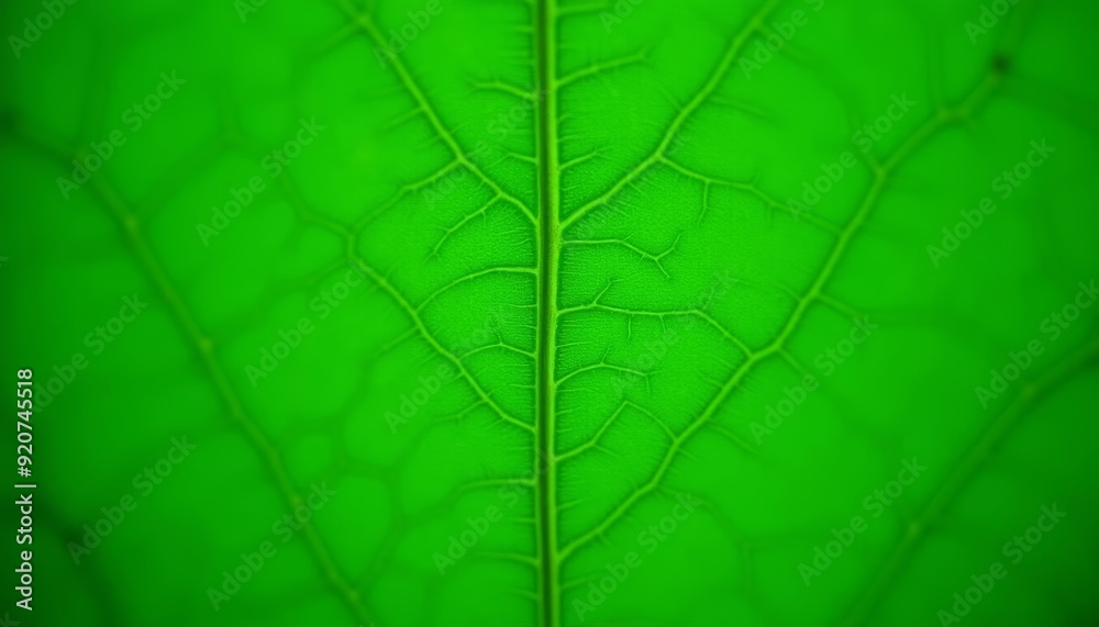 Sticker  Vibrant green leaf with intricate vein pattern