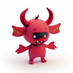 Fototapeta premium Demon, devil in 3D style on a white background 