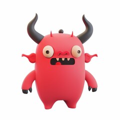 Fototapeta premium Demon, devil in 3D style on a white background 