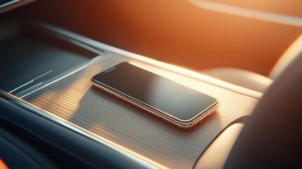 Sleek Smartphone Resting on Modern Professional Desk with Minimalist Design