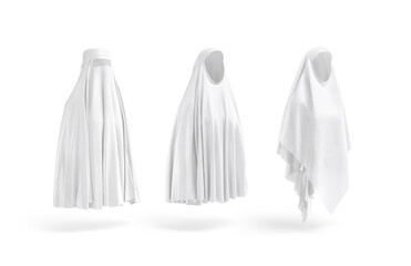 Blank white khimar, chador and burqa mockup, side view