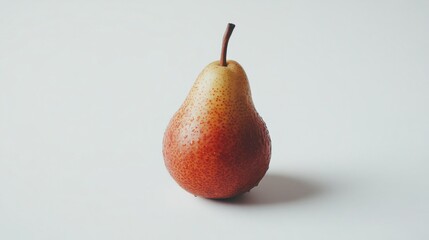 Juicy Ripe Pear Full Body Shot on White Background - Fresh Fruit Photography
