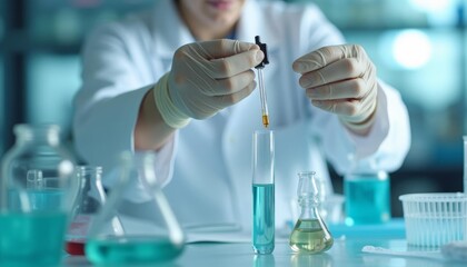 Fototapeta premium Precision in Science A Scientists Hands at Work