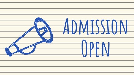 Admission Open Loudspeaker Notebook Texture Ball Pen Pattern Blinking Text 