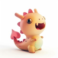 Naklejka premium figurine of a funny dragon in 3D style on a white background 