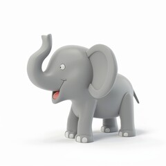 Obraz premium figurine of a elephant in 3D style on a white background 