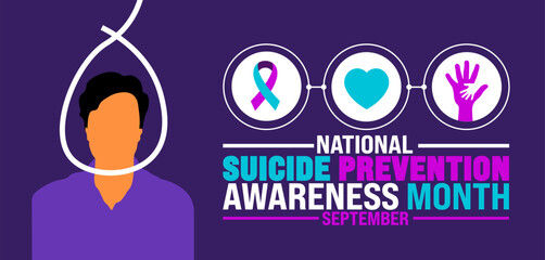 National Suicide Prevention Awareness Month man suicide icon and background or banner template observed every year in September.