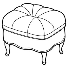 Design a chic ottoman in line art, focusing on shape art vector illustrator