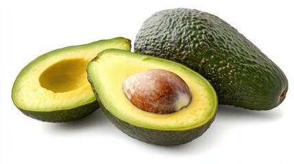 Ripe avocado with seed still in it - full body shot in HD quality!