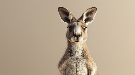 Adorable kangaroo on a pale brown background 32k, full ultra HD, high resolution