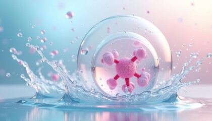 Obraz premium Ethereal Water Drop with Pink and Red Crystals