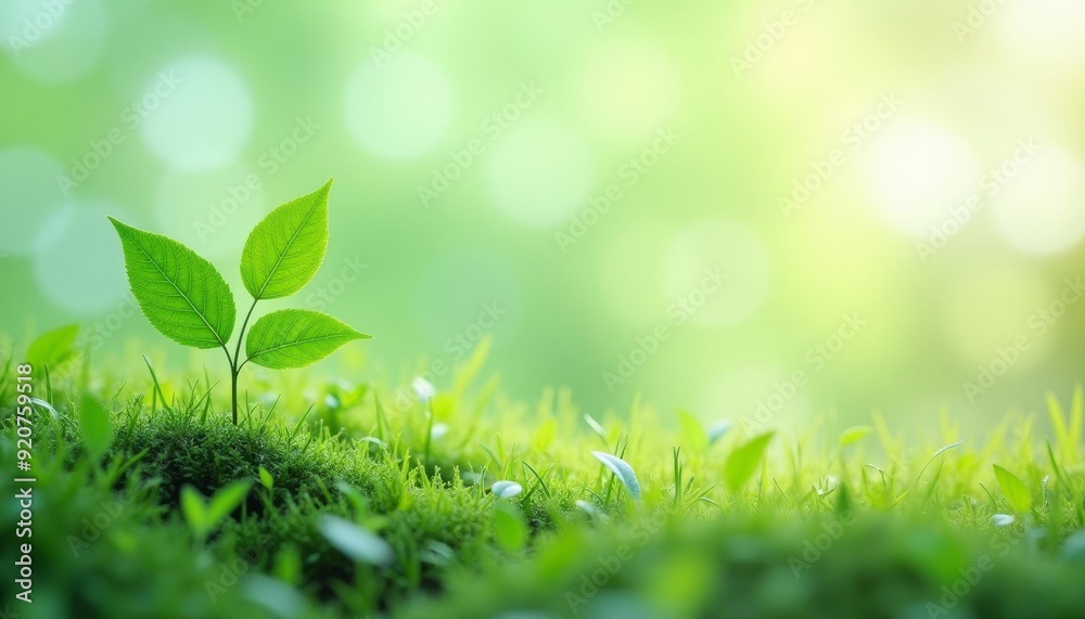 Poster  New beginnings  A single sprout amidst the lush grass