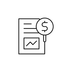 Financial Analysis Icon - Detailed Examination of Economic Data Document with Graph and Dollar Sign for Budget Review and Investment Research