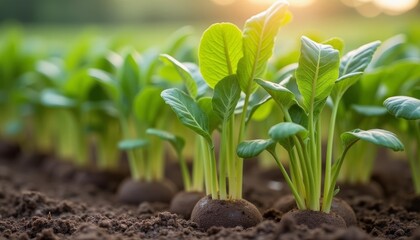  Vibrant sprouts in a field symbolizing growth and renewal