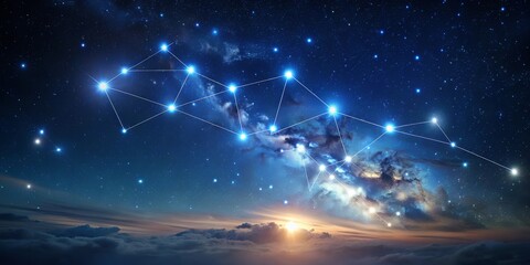 Astrology-inspired stock photo of the constellation of Cancer in the night sky , Zodiac, astrology, stars, universe