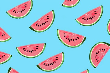 Hand-drawn seamless background with slices of watermelon. Beautiful simple AI generated image in 4K, unique.