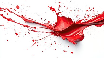 A dynamic splash of red paint on a white background, applied with a brush to create a bold and visually captivating design.
