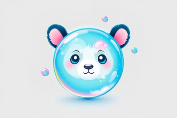 Fototapeta premium charming panda face with a happy expression inside a blue bubble, ideal for children’s illustrations, animal-themed designs, and playful character art for kids’ projects