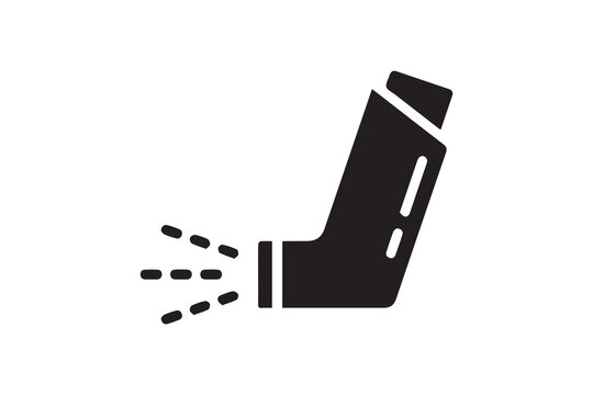 A black inhaler icon on a white background