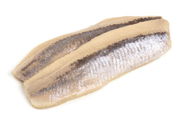 Salted herring, isolated on white background.