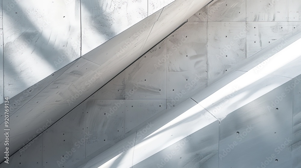 Leinwandbilder image of an abstract concrete wall featuring intersecting beams and shadow play, offering a modern a