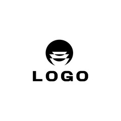 Abstract geometric black logo in vector. Round abstract logo with bowls.