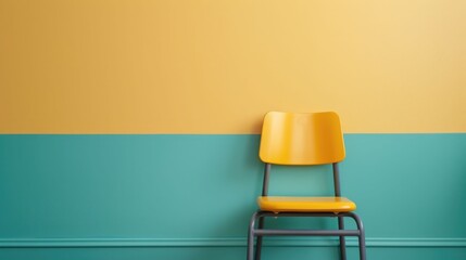 Minimalist Empty Workspace with Vibrant Colored Furniture Representing Equal Opportunity Policies and Supportive Environments