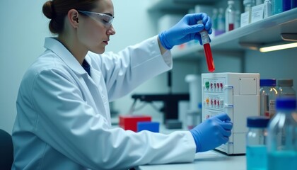  Precision in the lab  A scientist carefully measures a sample