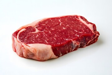 Raw Beef Steak on White Background.