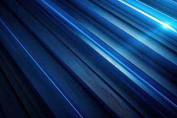 Fototapeta premium Abstract blue geometric background with glowing lines.