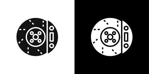 Car brake disk with caliper icon logo set vector