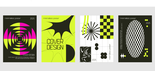 Posters with silhouette minimalistic basic figures, extraordinary graphic assets of geometrical shapes swiss style, Modern minimal monochrome print brutalist.