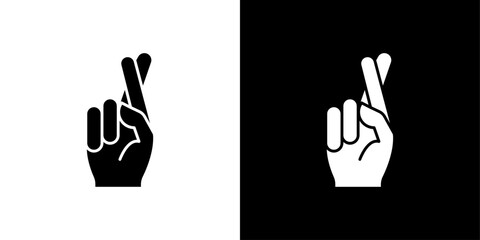 Obraz premium Crossed fingers icon logo set vector