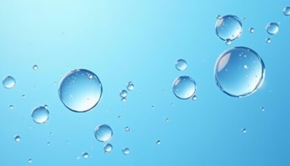  Drops of water on a blue background