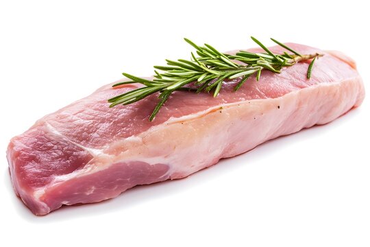 Raw Pork Steak with Rosemary.