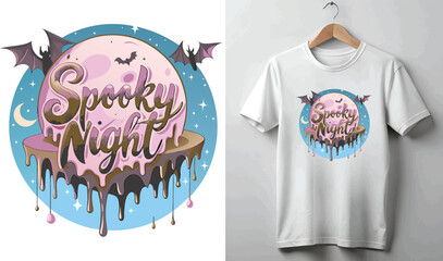 Funny Halloween shirt design vector for a spooky night.
