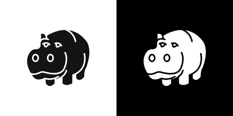 hippopotamus or hippo icon logo set vector