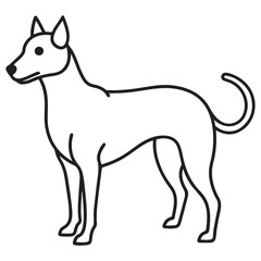 Vector black and white illustration of a sitting dog isolated on a white background.