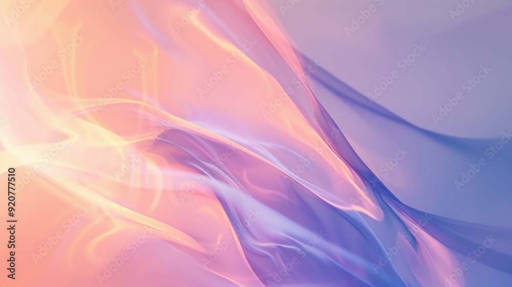 Poster A captivating abstract artwork featuring flowing, glowing waves in a blend of warm and cool colors, creating a dynamic balance between movement and tranquility.