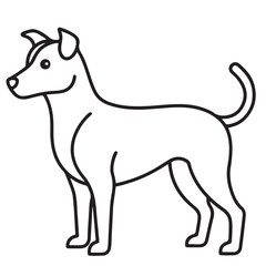 Vector black and white illustration of a sitting dog isolated on a white background.