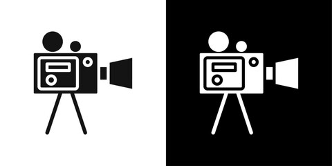 old video camera icon logo set vector
