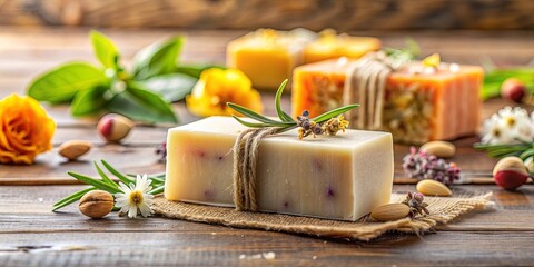 A bar of handmade soap with natural ingredients, soap, bar, handmade, organic, natural, bathroom, beauty, skincare, cleansing