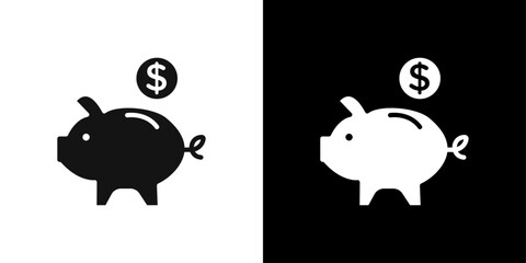 Piggy bank icon logo set vector
