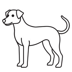 Vector black and white illustration of a sitting dog isolated on a white background.