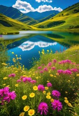 vibrant landscapes showcasing breathtaking beauty lush colorful majestic scenery, nature, greenery, flora, colors, mountains, forests, rivers, lakes