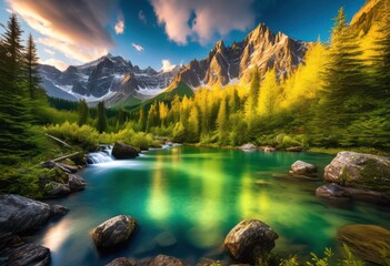 stunning landscapes highlighting pristine natural beauty majestic lush serene waterfalls picturesque setting, nature, mountain, forest, scenery, view, sky