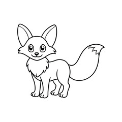 Bat-eared fox Outline Design, Bat-eared fox Clipart, Cute Baby Bat-eared fox illustration in black and white