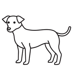 Vector black and white illustration of a sitting dog isolated on a white background.