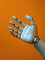 High-tech robotic hand with multiple fingers and joints, showcasing advanced robotics design.